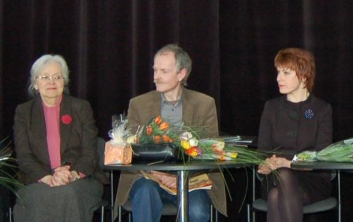 Į renginį atvyko vaikų knygų autoriai, iš kairės: R. Skučaitė, K. Kasparavičius, R. Šerelytė. Nuotr. R. Kišūnaitės